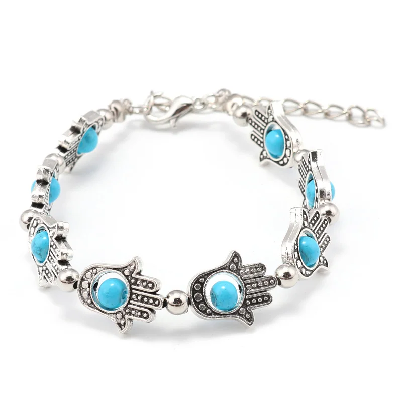 Tenande 2-farbige Vintage-Natursteinperlen, Hamsa-Hand, böser Blick, Armbänder und Armreifen für Frauen, Schmuck, Bohemian-Maxi-Bijoux – Detail 32