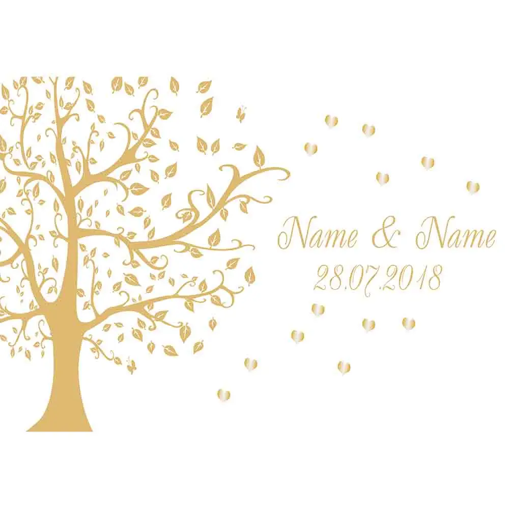 Allenjoy photography photocall golden tree leaf romantic love custom made name date white backdrop photophone photo background