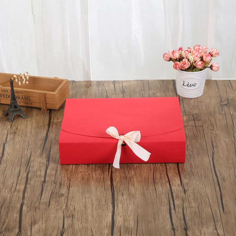 20pcs 24*19.5*7cm Large Size Kraft Packaging Paper Box Large Gift Box Big Paper Cardboard Jewelry Craft Clothes Box With Ribbon