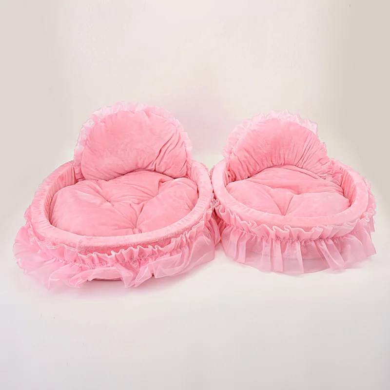 luxury princess Dog Bed Soft Sofa Pink Pets House Nest Cat Dog Mat Small Dog Kennel Warm Soft Fleece New Pet Product