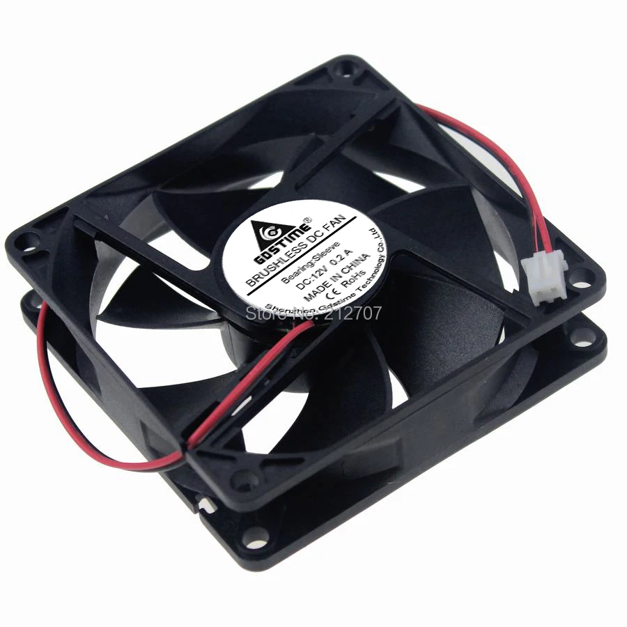 10PCS Gdstime Quite 80mm 80x80x20mm 8020 DC 12V 2Pin PC Computer Cooling Fan Mod