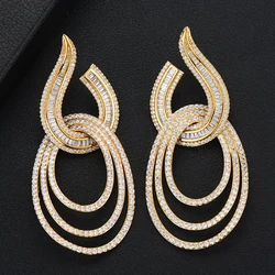 GODKI Luxury Water Drop Long Dangle Earrings For Women Wedding Cubic Zircon Crystal CZ Dubai Bridal Earring Fashion Jewelry 2023