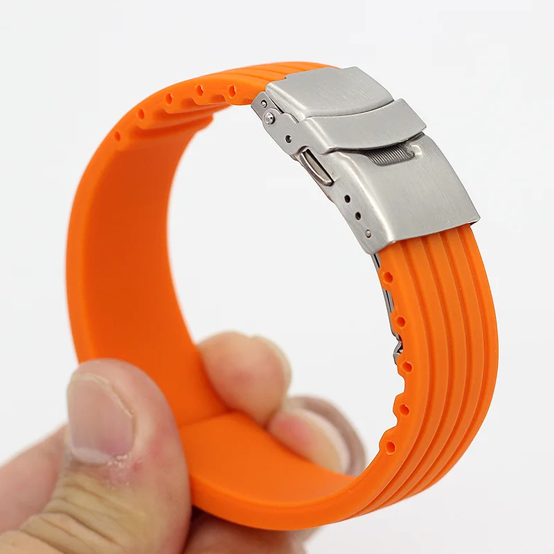 18mm 20mm 22mm 24MM Strong Flexibility Rubber Watchbands Casual Balanceds Men And Women Silicone Watch Strap Band orange blue