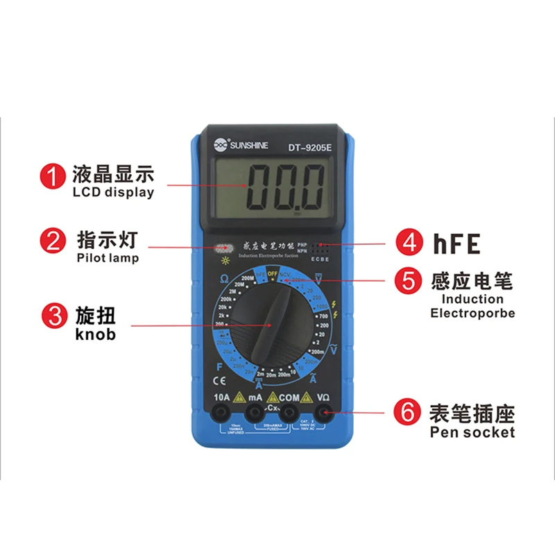 Digital Mini Multimeter LCD Digital Multimetro For Volt Amp Ohm Tester Meter Voltmeter Ammeter Overload Protection With Probe