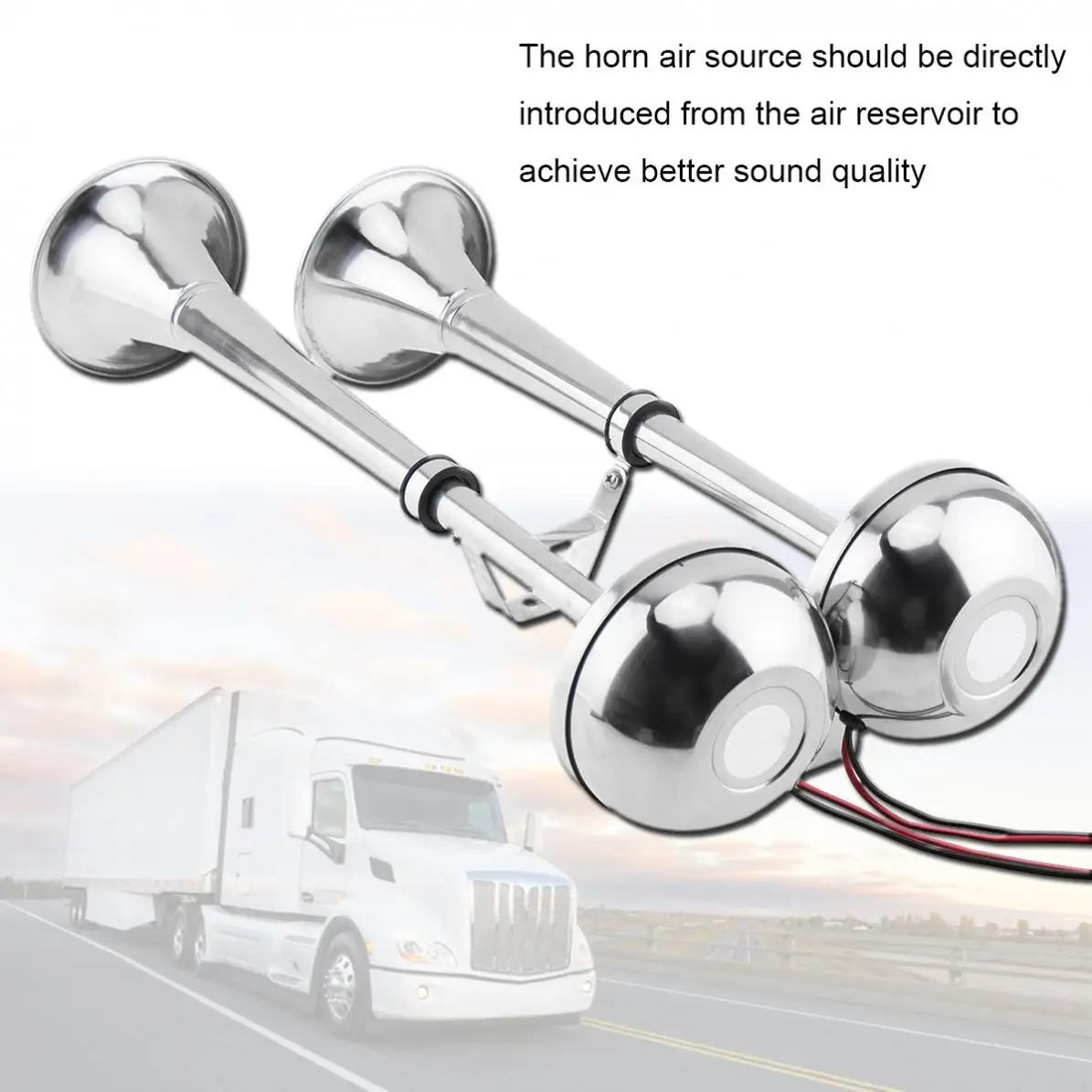 12V /24V 100~115db Super Noisy Dual Car Trumpet Air Horn Waterproof Dustproof No Need Compressor