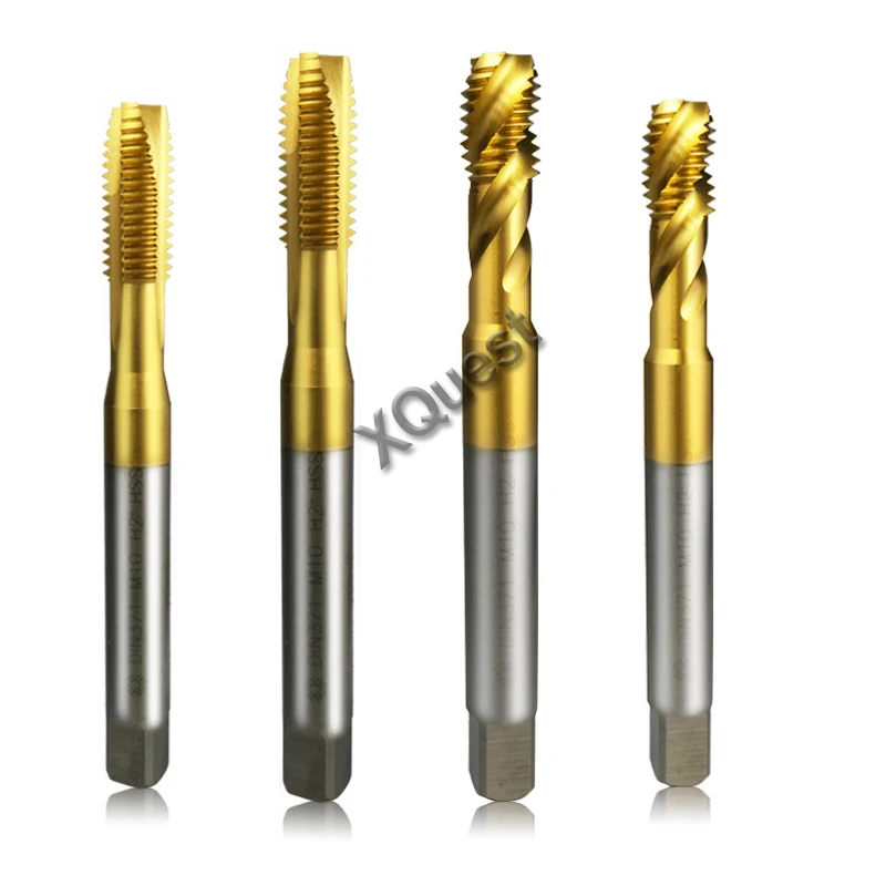 

XQuest Din371 TIN spiral pointed tap M3 M4 M5 M6 M8 M10 DIN Machine Spiral Fluted tap M3X0.5 M4X0.7 M5X0.8 M6X1 M8X1.25 M10X1.5