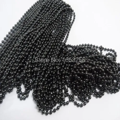 2mm/3mm/4mm in bulk Lot 5 meters IP Black Plated  Stainless Steel Ball Beads chain jewelry finding Marking DIY