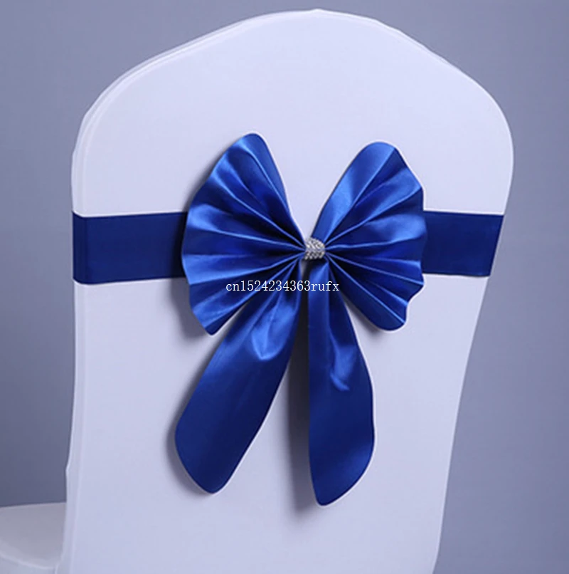 

100pcs Chair Cover Decor Wedding Party Bow Buckle Band Wedding Stretch Sashes Banquet Free Shipping