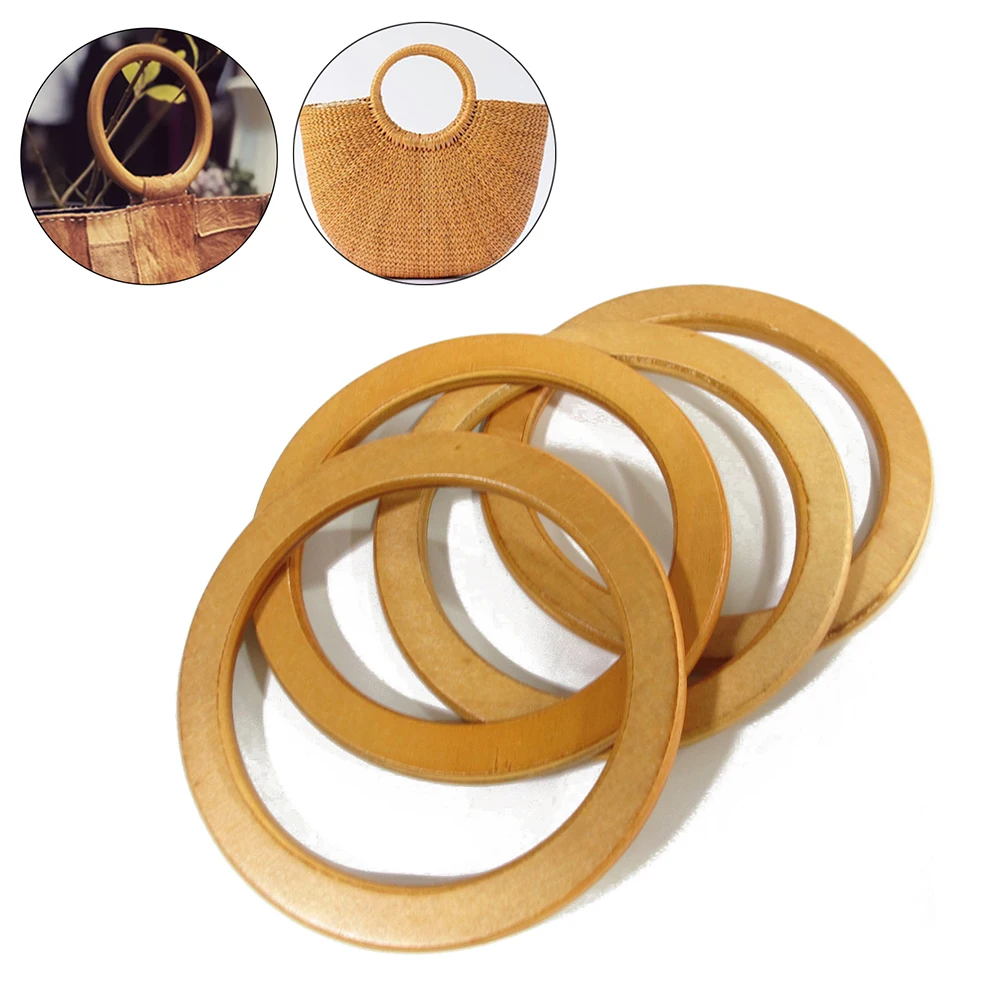 

1PC Round Wooden/Bamboo Bag Handle Replacement DIY Handcrafted Handbag Handles Bags Parts Accessories Replacement DIY Handle