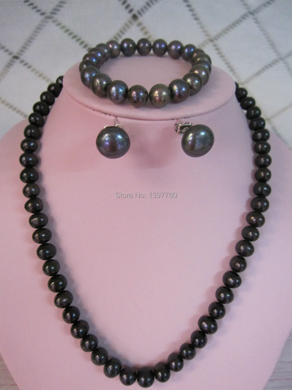 

Miss charm Jew.59 Purple&Black Pearl Jewelry Set-Necklace+Bracelet+Earrings-100%Guarantee Genuine