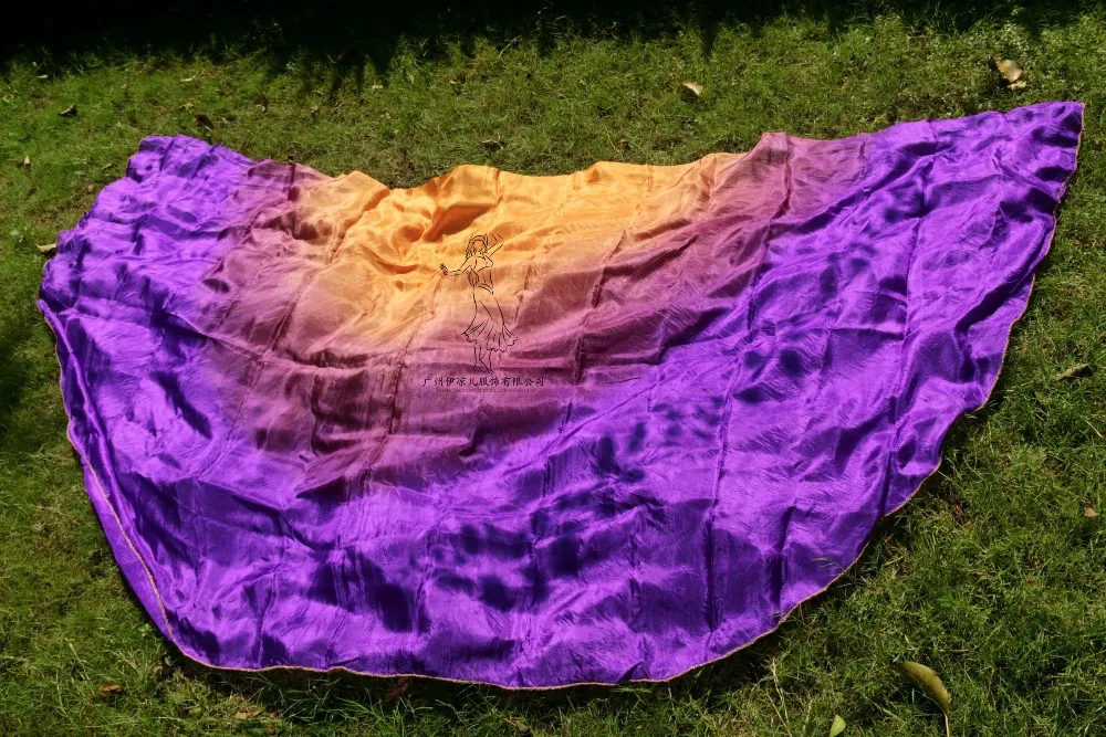 Design 100% Real Silk Belly Dance Veil Cheap Dance Veils Semicercle Veil Wholesale 250*114cm Orange Brown Purple