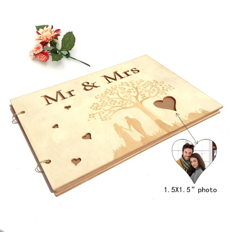 Wedding Signs Wood Wedding Signature Guest Book Mrs Mr Photo Frame Rustic Wedding Decoration Mariage Guestbook Party Decor Favor