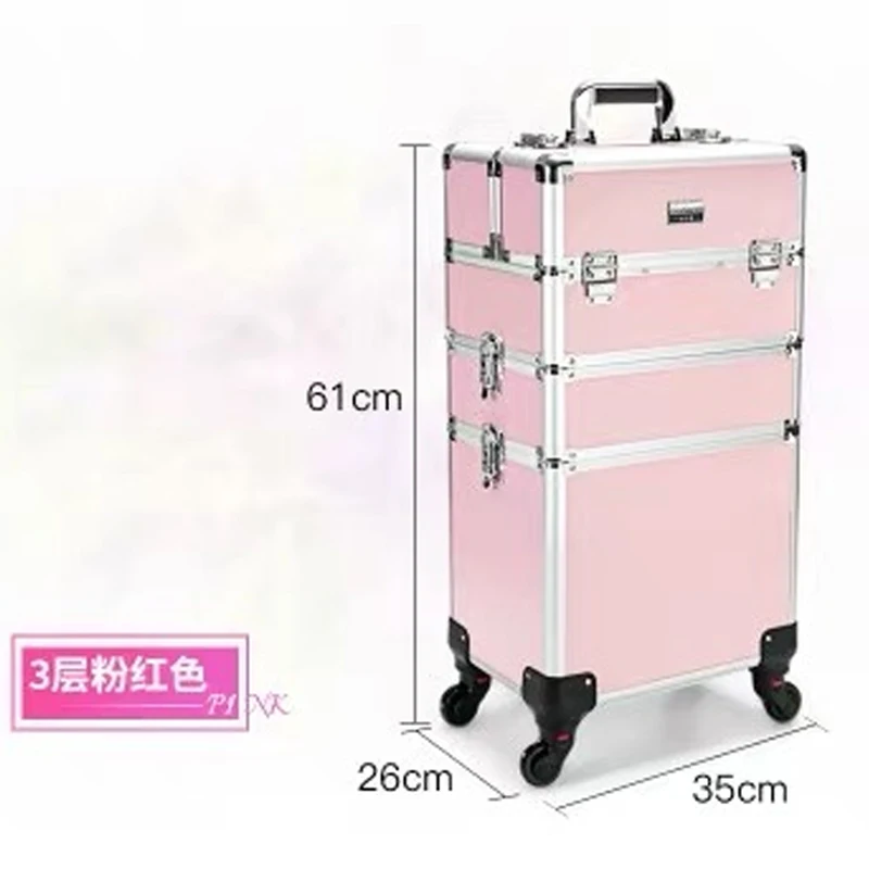 Nieuwe Vrouwen Trolley Cosmetische Zakken Op Wiel, Nagels Make Toolbox, afneembare Opvouwbare Beauty Doos Reistas Rollende Bagage Koffer