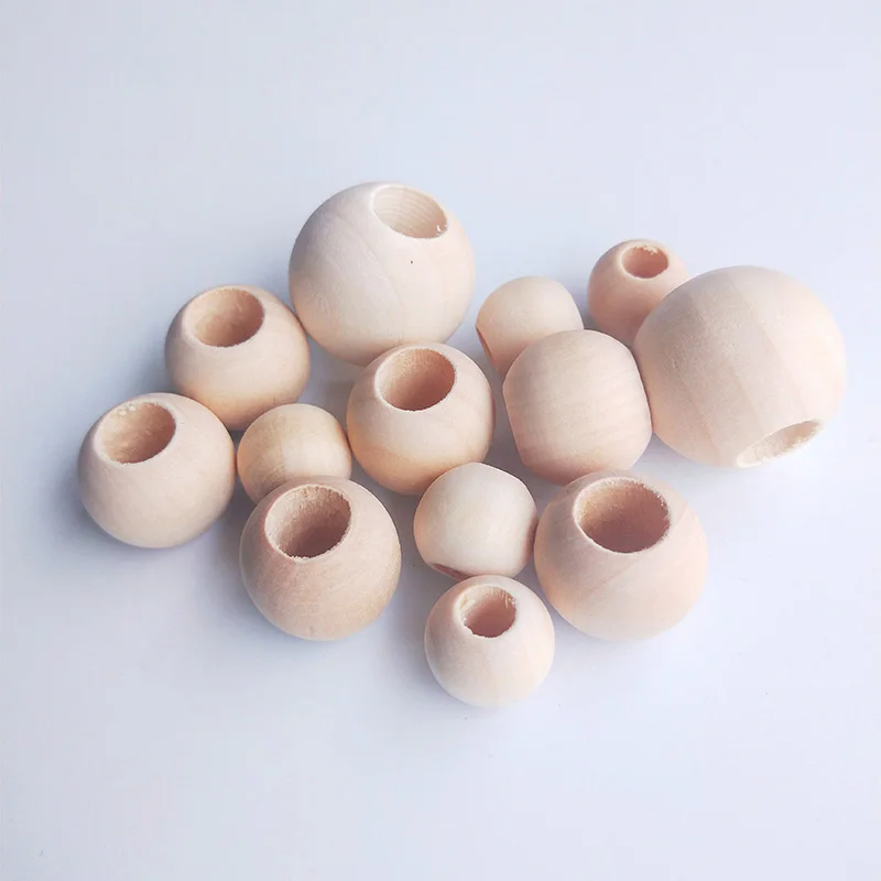 12-30mm Large Hole Flat Round Wooden Beads Natural Color Eco-friendly Spacer Beads DIY Jewelry Crafts Making Accessories