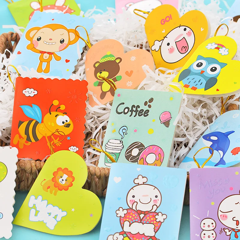 160 pcs/Set Creative Children Greeting card Birthday Wishes Small Congratulation Card Mini Cartoon Christmas Cards Thanks gift