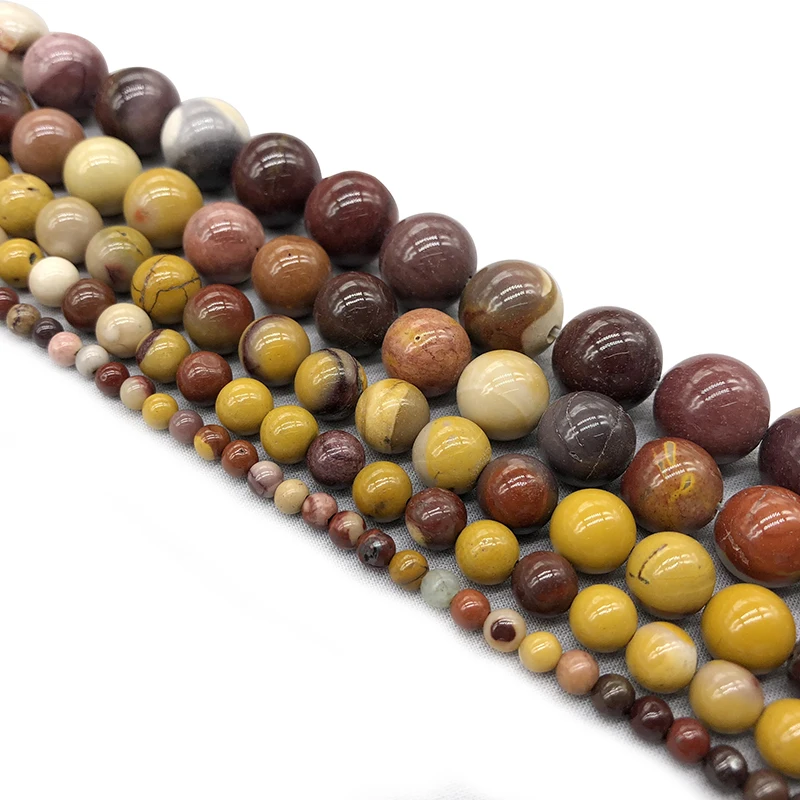 Natural Stone Mookaite Egg Yolk Loose Beads 4 6 8 10 12MM Fit Diy Bracelet Necklace For Jewelry Making Wholesale