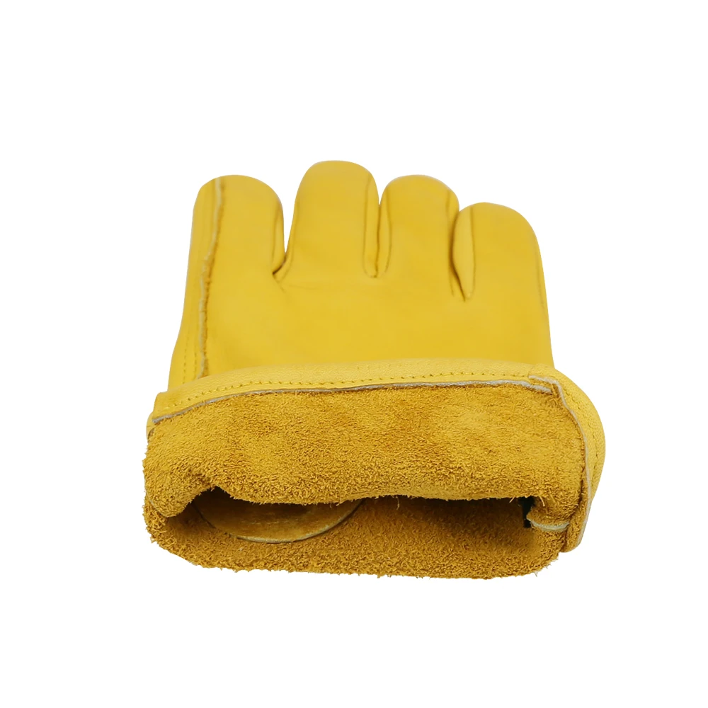 Cow Grain Work Gloves With Leather Palm Patch Durable Driving Gardenging Motorcycle Strong leather Men&Women by OLSON DEEPAK