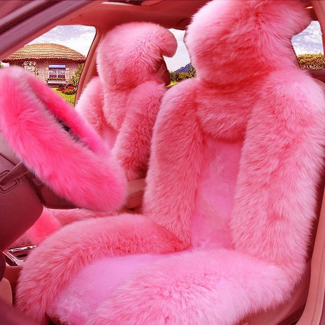 5Pcs Set Car Front Seat Cover Fur Car Seat Steering Wheel Cover Pink Wool Winter Essential Universal Furry Fluffy Thick Faux AliExpress