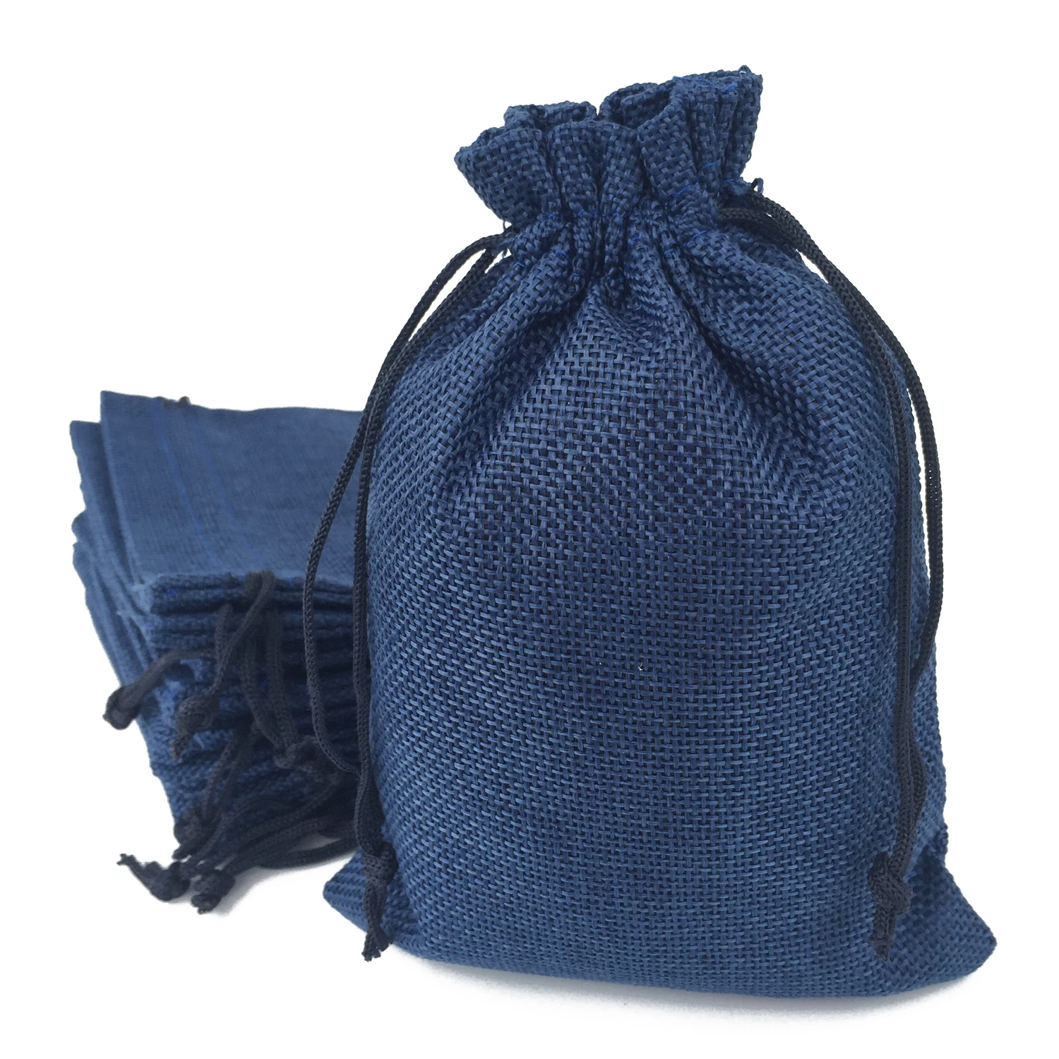 

One Pack (50PCS) 10X14CM Navy Gift Burlap Fabric Favor Sack Bags with Drawstring For Kids Party Birthday and Wedding Accessories