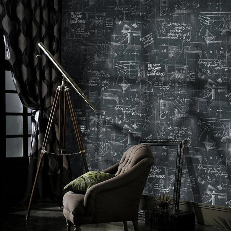 

beibehang post-modern abstract lines wallpaper black blackboard newspaper retro wallpaper living room full house wall paper