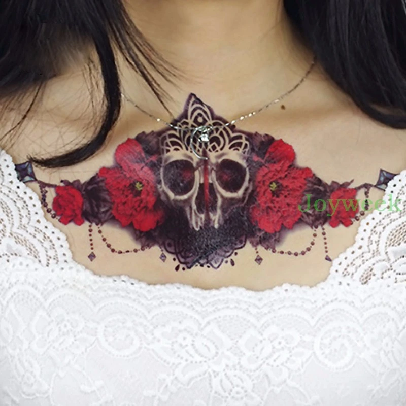 Waterproof Temporary Tattoo sticker skull totem on waist breast back large size women's tatto stickers flash tatoo fake tattoos