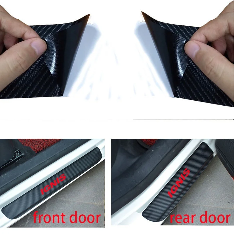 Carbon Fiber Car Door Welcome Pedal Film Stickers Anti Scratch None Slip Door Sill Guard Lnterior Scuff for Suzuki IGNIS