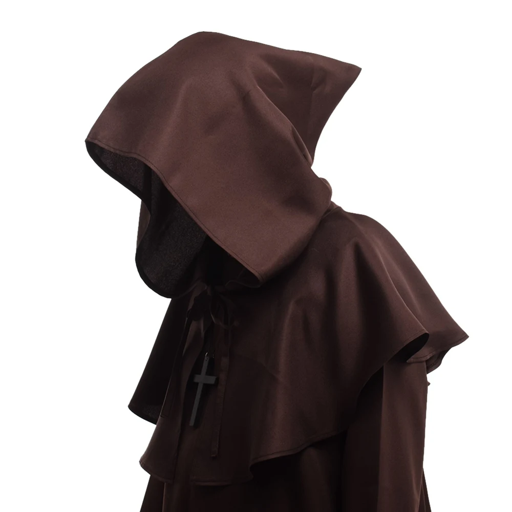 Adult Men Halloween Robe Costume Wizard Medieval Monk Mantle Cosplay