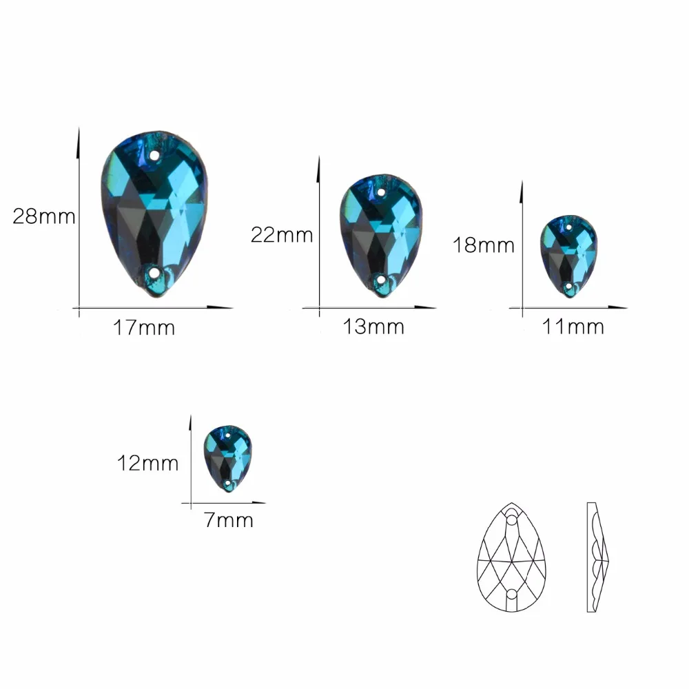 YANRUO-diamantes de imitación de circonita azul para costura, pedrería de cristal de estrás de cristal para manualidades, gemas planas, costura, ropa, manualidades, 3230