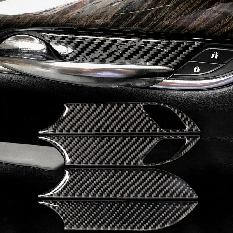 Real Carbon Fiber Interior Door Handle Bowl Cover Trim For Cadillac XT5 2016-2017