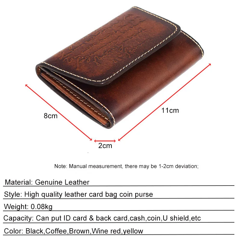 Original Brand Coin Purse Men Genuine Leather Small Mini Hasp Wallet Retro Coin Pocket Case Storage Bag Card Change Purse Short