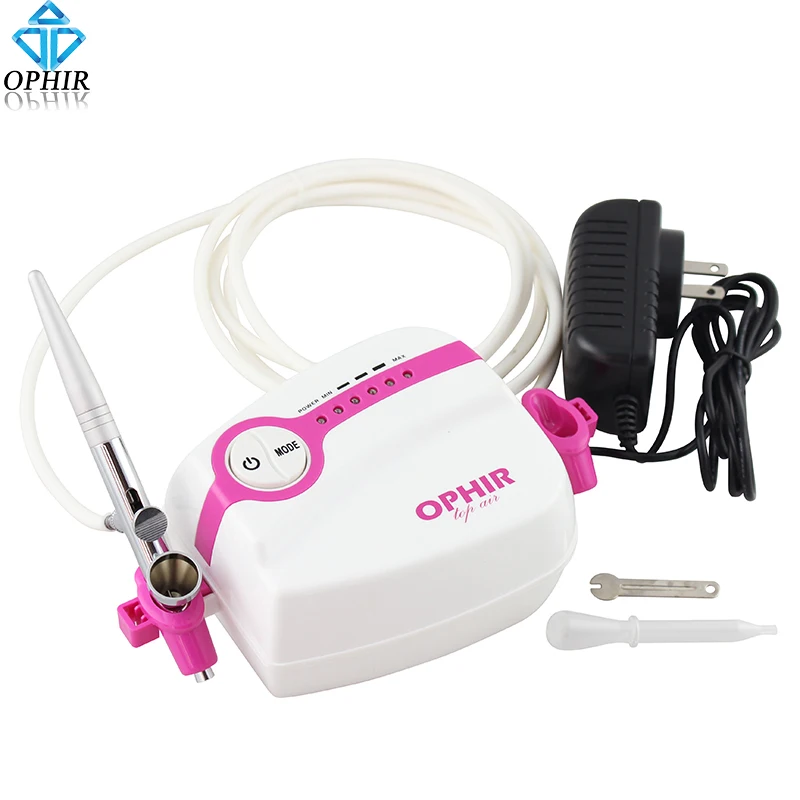 OPHIR 0.4mm Single-Action Airbrush Kit With 5-Adjustable Mini Air Compressor Cake Airbrush Gun for Makeup Body Paint#AC094+AC007