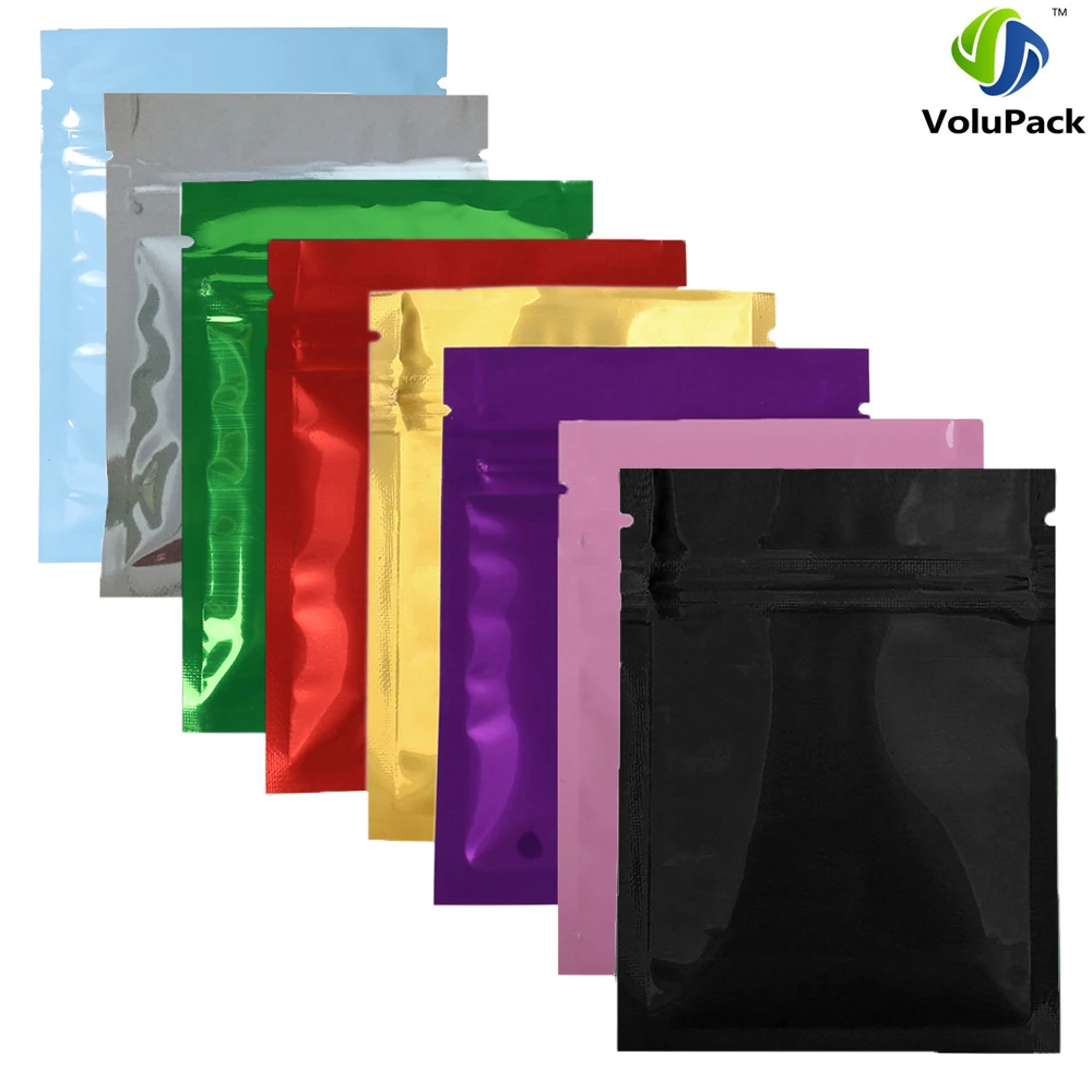 Glossy Heat Seal Aluminum Foil Small Ziplock Bags, Flat Zip Lock Retail Package Bag, 12 Colors,7.5x10cm (3x4 in),10cm x 15cm Set