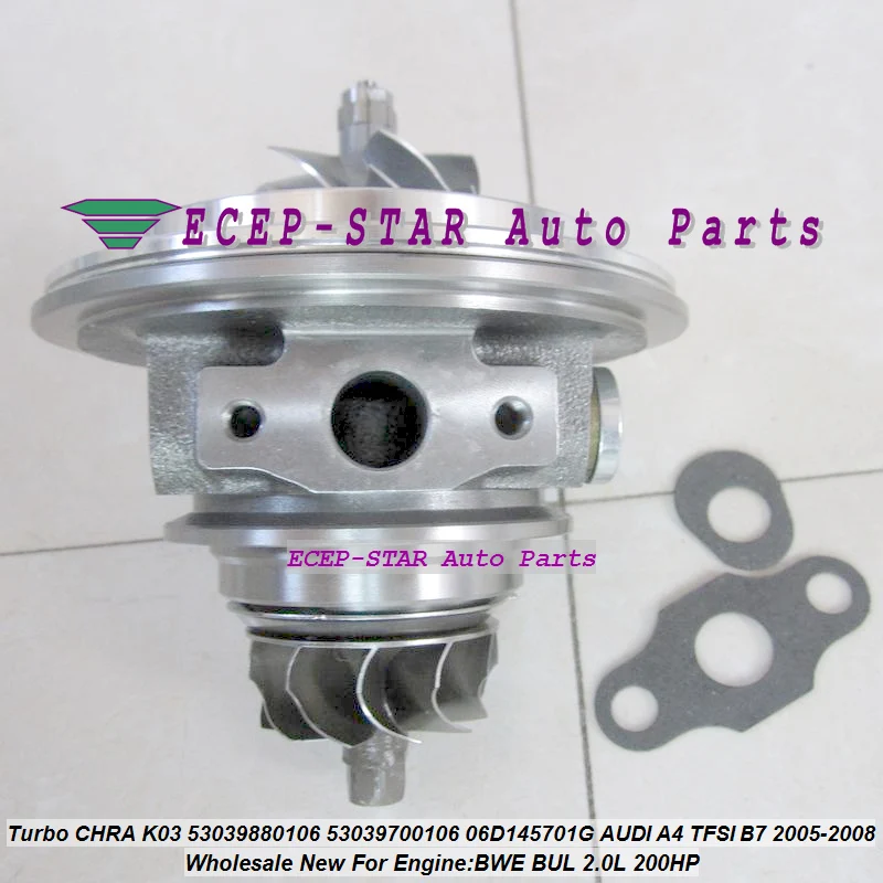 Free Ship Turbo Cartridge CHRA K03 53039880106 53039700106 06D145701E 06D145701J 06D145701D 06D145701H For AUDI A4 BWE BUL 2.0L