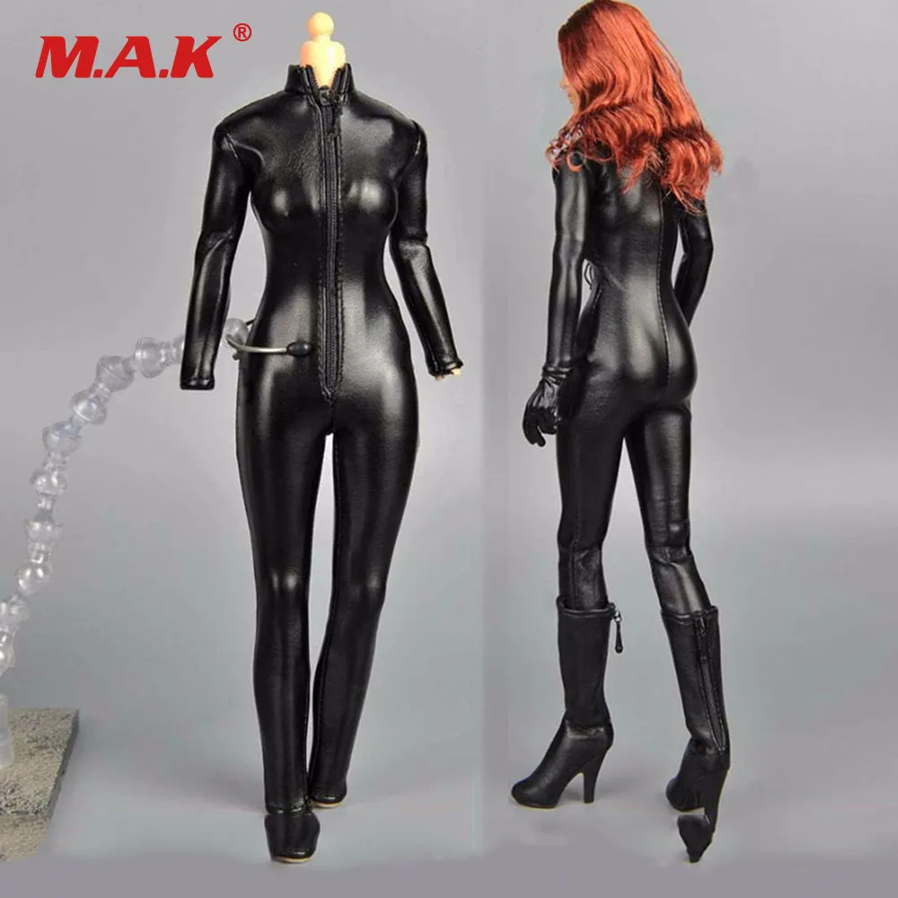 

1/6 Scale Woman Clothing 12" Figure Clothes Black Female Jumpsuit Leather Corsetry for 12" Action figures Bodies Accessories