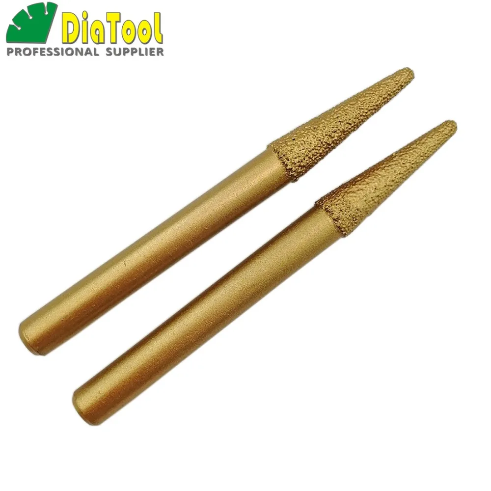 DIATOOL 2pcs 8-3/30mm CNC Vaccum Brazed Diamond Engraving Bits Taper Ball-end Cutter Carving Tools Rotary Burrs