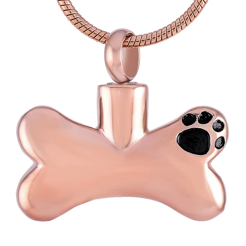 Bone Paw Print Cremation Pendant Stainless Steel Memorial Ashes Holder Urn Necklace for Pet Dog Funeral Keepsake Jewelry