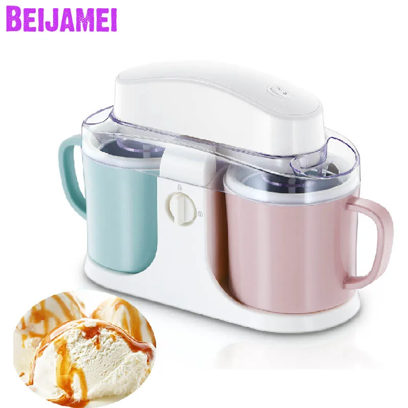 

BEIJAMEI 220V 1L DIY Fruit Ice Cream Machine Handmade Pitaya Cheese Ice Cream Maker Home Appliances