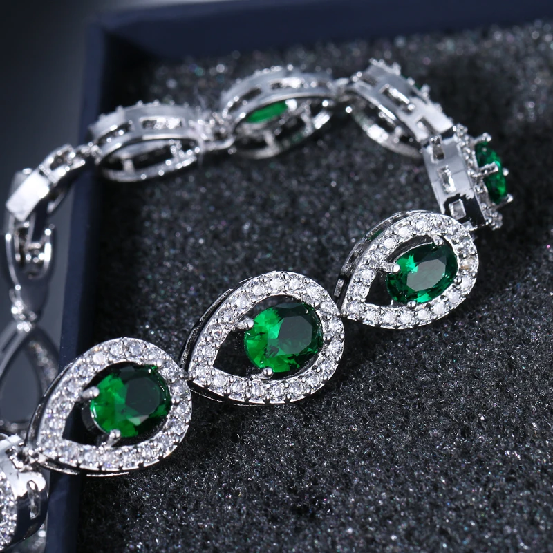 EMMAYA AAA High Quality Green Crystal Stone Bracelets For Ladies Fashion Cheap Women Wedding Jewelry