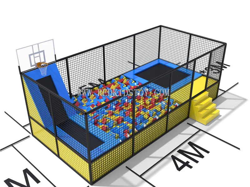 Exported to USA Indoor Trampoline Park With Foam Pit and Basketball Stand CE Certified HZ-048