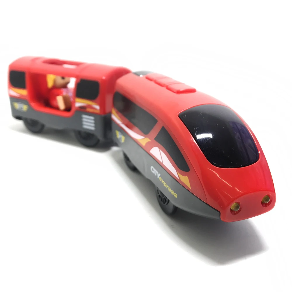 New Remote Control Magnetic Electric Locomotive Compatible With Wooden Track Red Globe Train Toy Car W01