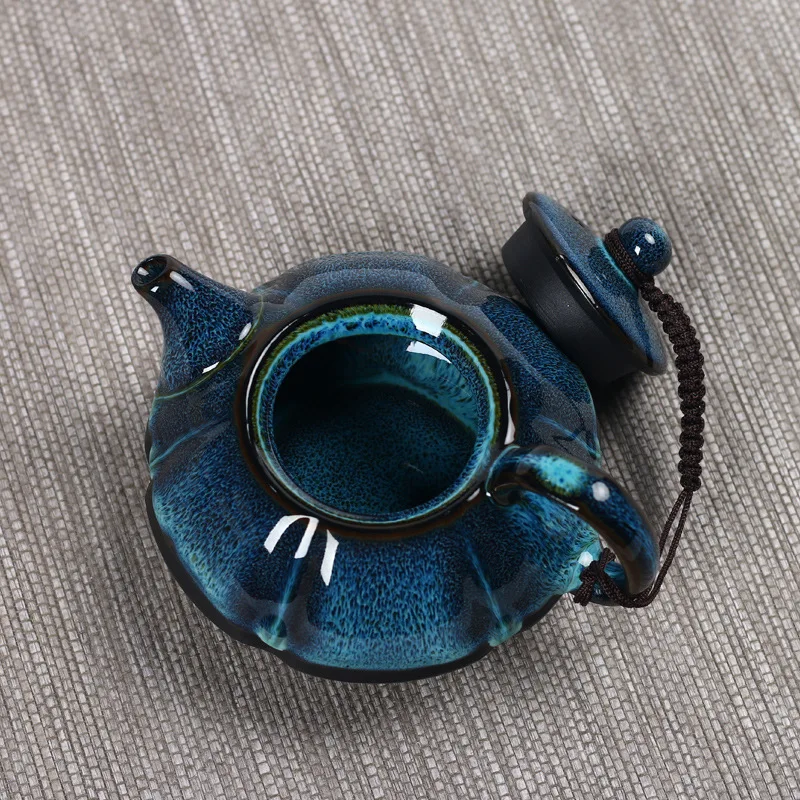 Jun kiln change glaze teapot,temmoku glaze pot Handmade kettle kung fu teapot Chinese tea ceremony supplies teapot 180ml