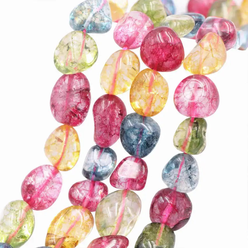 

Wholesale DIY Accessories Tourmaline Jades Irregular Stone Multi Crystal Freeform Beads Loose Beads for Jewelry Making 15" A860