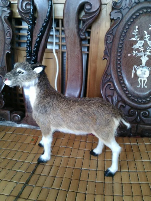 simulation Tibetan antelope large 31x40cm standing pose sheep real fur model ornament home decoration gift h1398