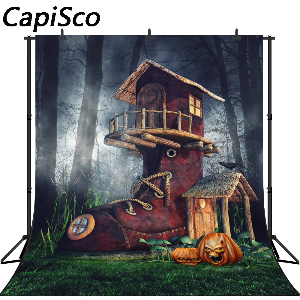 

Capisco seamless photography background Boots House evil pumpkin Halloween theme backdrop professional photo background studio