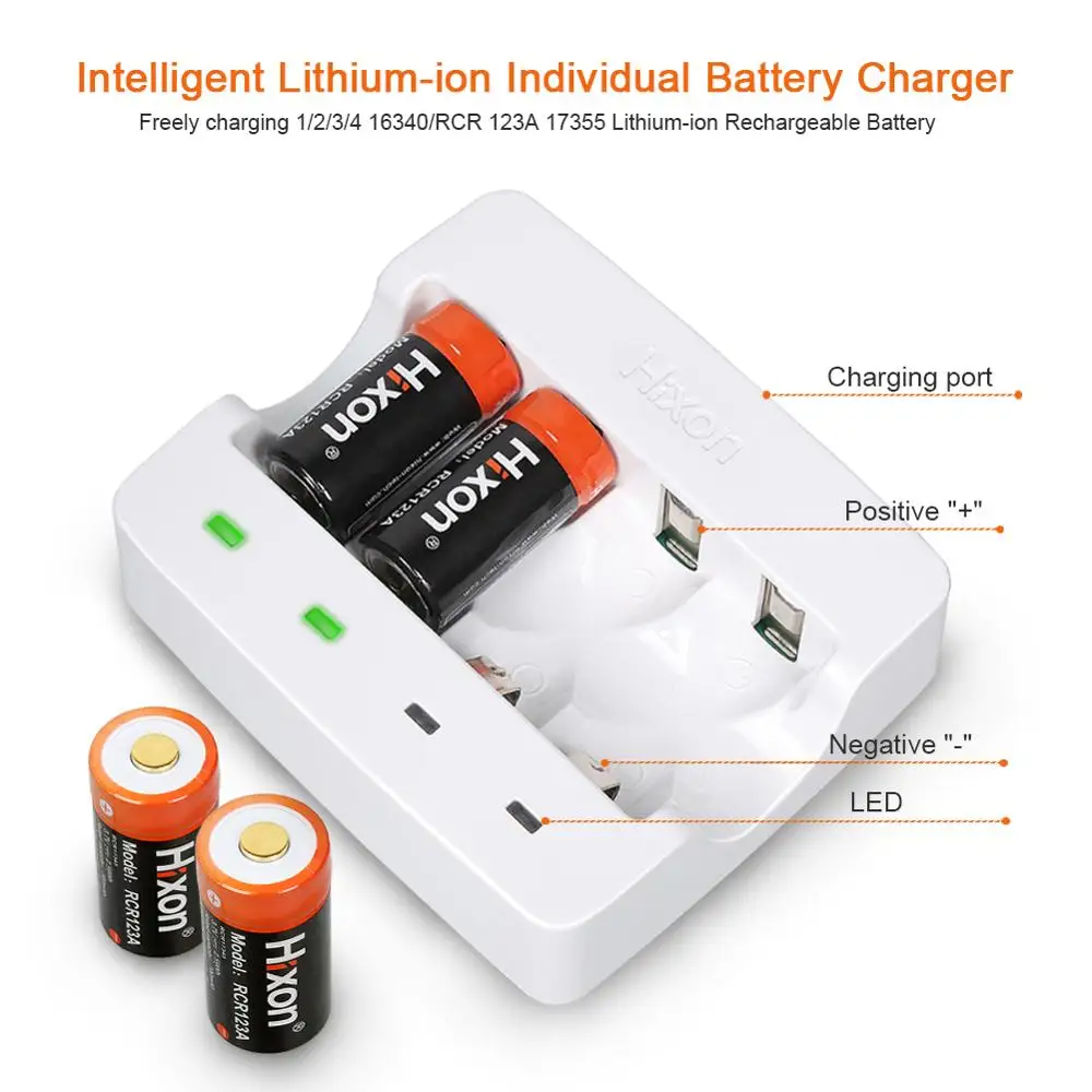 Batteria e caricabatterie da 8 pezzi RCR123A batteria protetta ricaricabile agli ioni di litio da 700mAh per fotocamera Arlo HD e Reolink Argus UL e FCC certificato