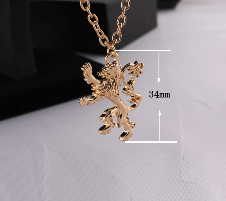 Power game lion Necklace - a song of ice and fire power game Lannister lion badge necklace for men & women #19015