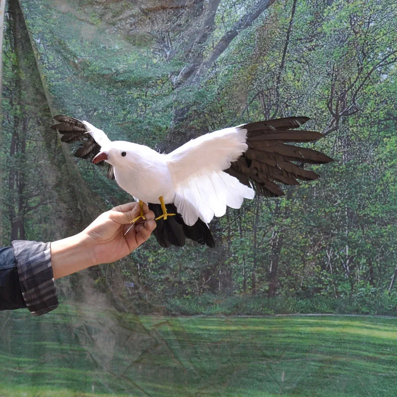 

about 32x50cm spreading wings bird simulation seagull,plastic foam & feathers model,display prop,Decoration gift w5578