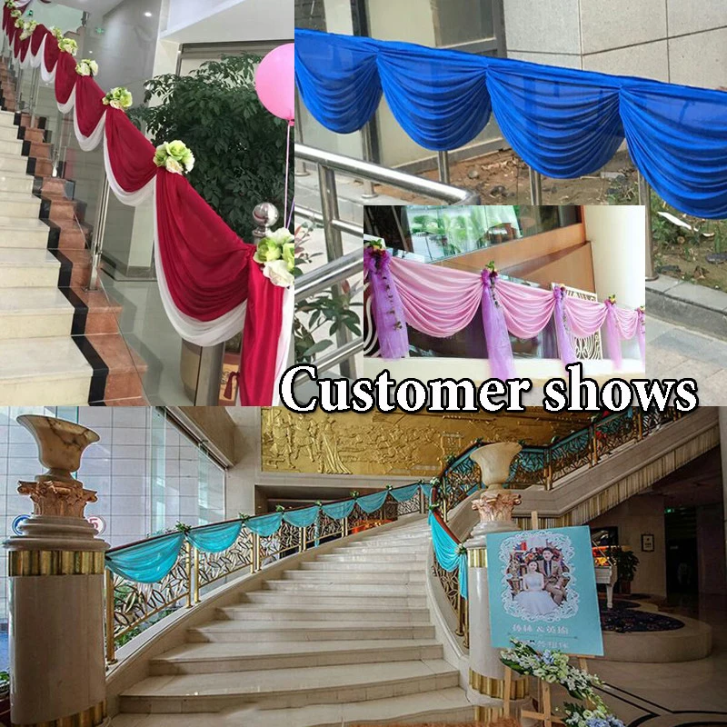 3/6M Long Ice Silk Swag Drape Panel Wedding Stage Background Event Party Decor Drapery Party Banquet Backdrop Curtain Swag