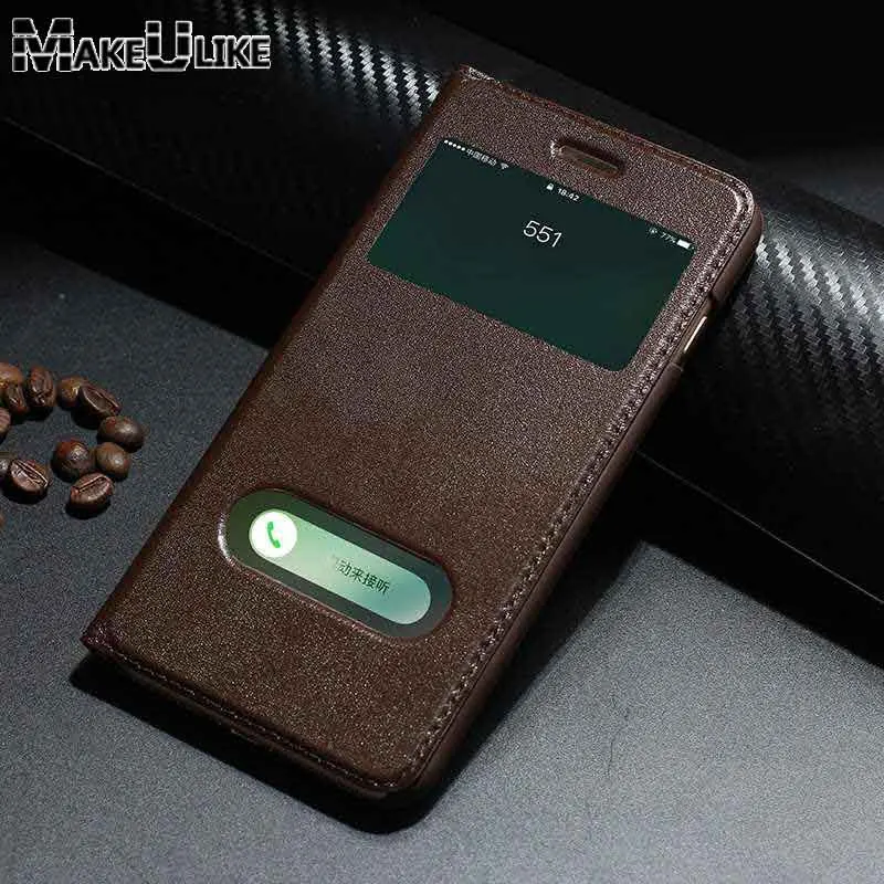 Genuine Leather Case For Iphone 7 7 8 Plus SE 2020 Case Window View Magnetic Protective Cover Coque For Iphone 8 7Plus Flip Case