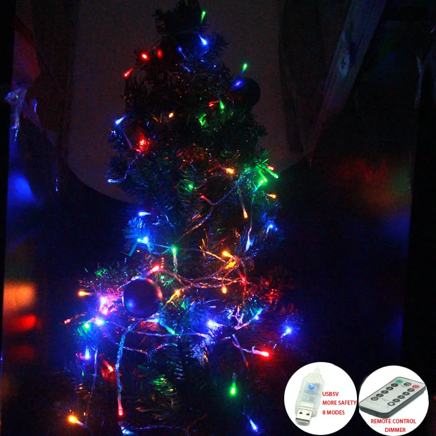 USB 5V 10m łańcuch lampek świątecznych możliwość przyciemniania z 8 trybami zdalnego sterowania lampki dekoracyjne na wesele wakacje LED Lights Decoration